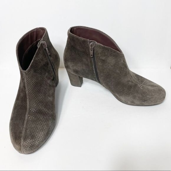 David Tate Fame Metallic Brown Perforated Leather Ankle Boots Size 7.5 - Picture 8 of 11